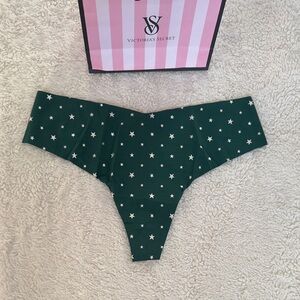 NWT Victoria's Secret No Show Green Star Thong Panties Size XL